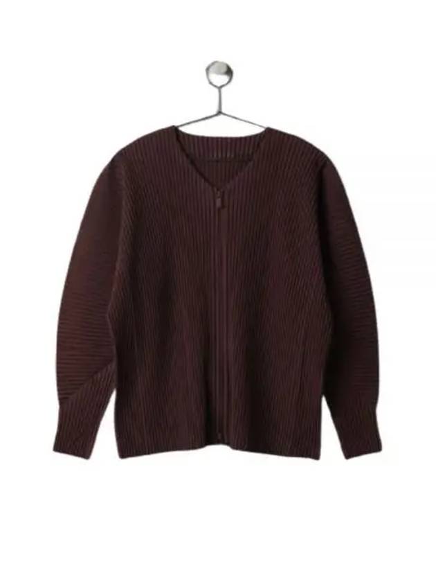 Pleated Zip-Up Cardigan Brown - ISSEY MIYAKE - BALAAN 2