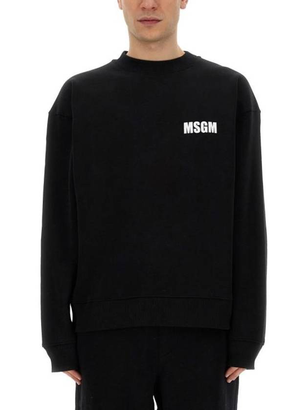 Logo Print Cotton Sweatshirt Black - MSGM - BALAAN 2