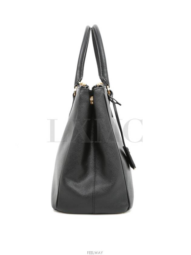 Galleria Saffiano Large Tote BN2274 Black Gold Plated Warranty - PRADA - BALAAN 3