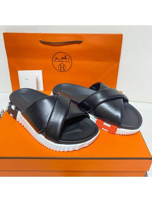 Infra Nappa Leather Slippers Noir - HERMES - BALAAN 2