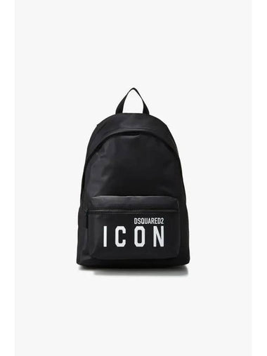 Men s BE ICON Nylon Satin Backpack Black - DSQUARED2 - BALAAN 1