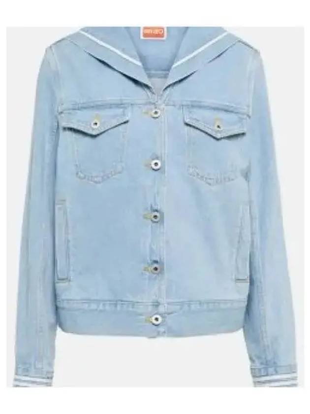 Bleached Denim Sailor Jacket Blue FD52DV2386B4DB - KENZO - BALAAN 1