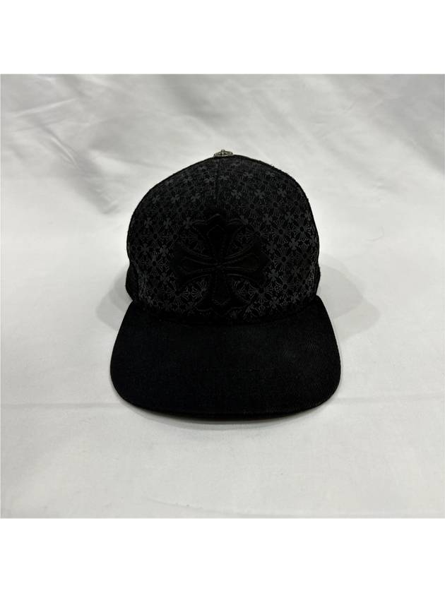 F Floral Shadow Cross Leather Patch Trucker Cap Hat - CHROME HEARTS - BALAAN 3