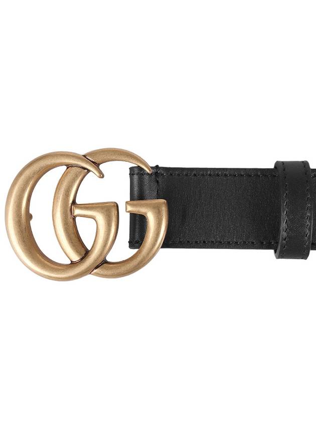 Men's GG Marmont Double G Buckle Gold Hardware Leather Belt Black - GUCCI - BALAAN 6