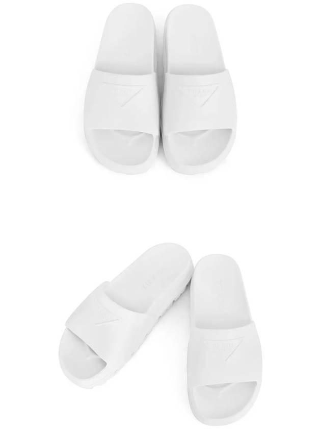 embossed triangle logo sandals slippers white - PRADA - BALAAN.