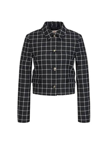 Women s Cropped Check Wool Jacket Black - MARNI - BALAAN 1