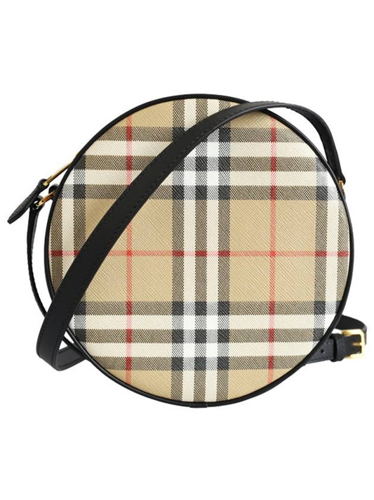 Lewis Check Pattern Round Cross Bag Beige - BURBERRY - BALAAN.