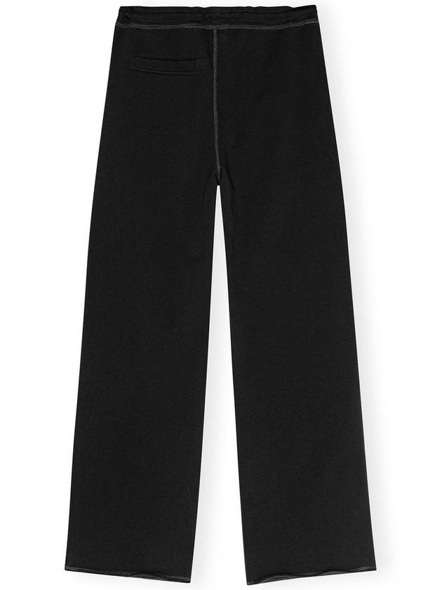 Embroidered Logo Cotton Wide Pants Black - GANNI - BALAAN 3