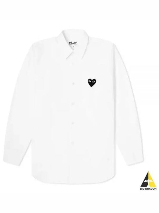 Play Black Heart Patch Long Sleeve Shirt White - COMME DES GARCONS - BALAAN 2