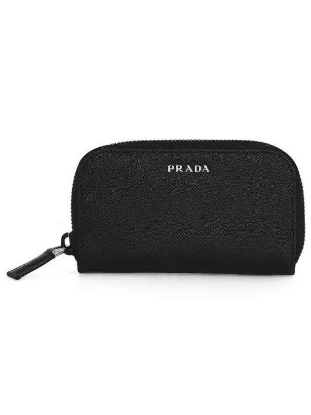 Saffiano Metal Logo Zipper Key Case Black - PRADA - BALAAN.