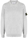 Logo Patch Crew Neck Wool Knit Top Grey Melange - STONE ISLAND - BALAAN 1