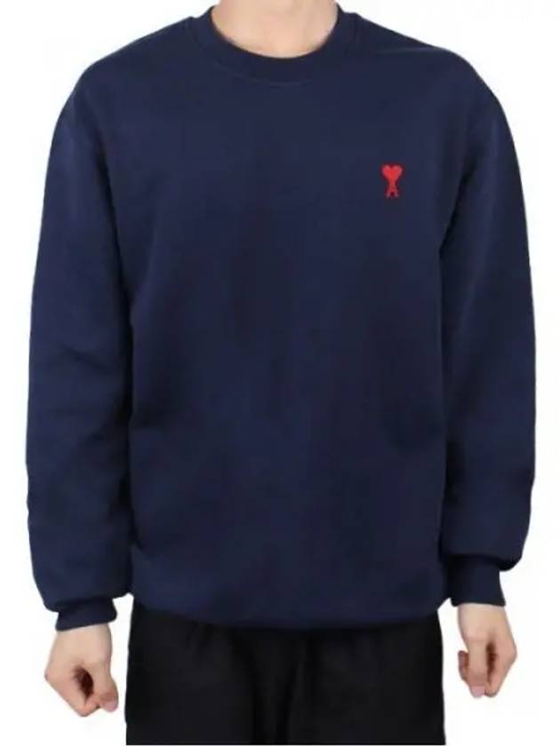 Small Heart Logo Sweatshirt Navy - AMI - BALAAN 2