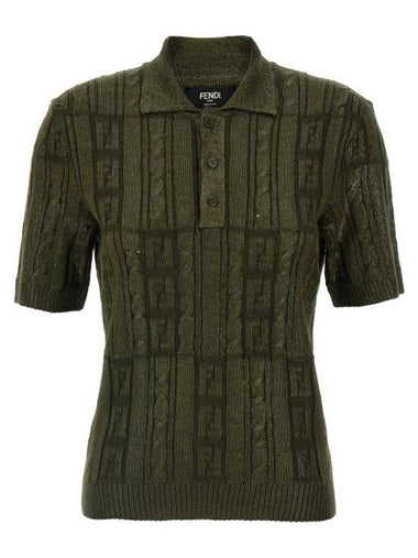 FF Motif Wool Polo Shirt Green - FENDI - BALAAN 1