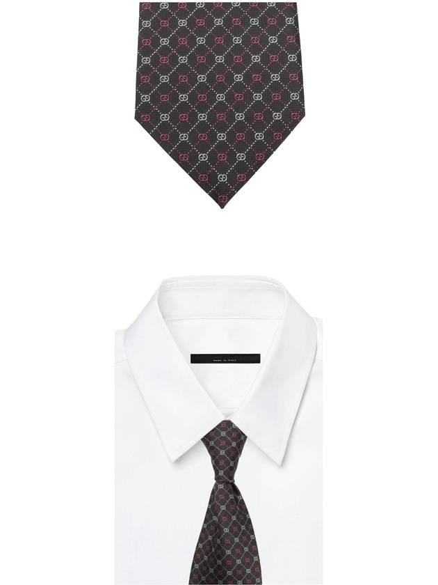 GG pattern silk tie red white black - GUCCI - BALAAN.