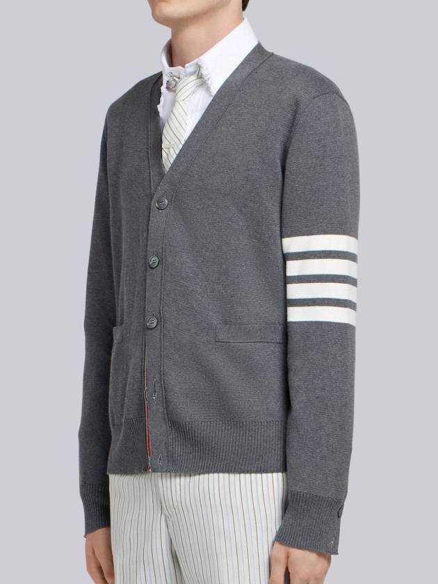 Milano Stitch 4-Bar Cardigan Medium Grey - THOM BROWNE - BALAAN 3