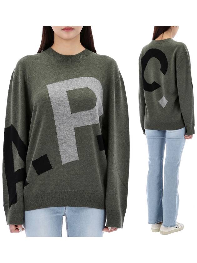 Pull Logo All Over Knit Top Green - A.P.C. - BALAAN 2