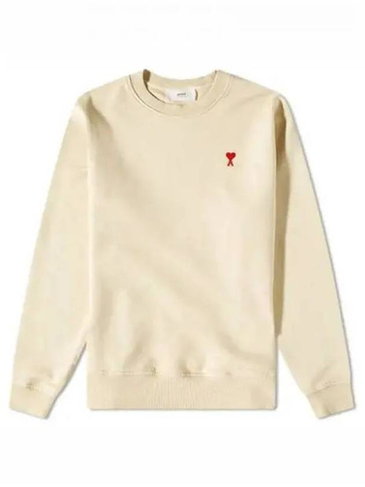 Small Heart Logo Organic Cotton Sweatshirt Vanilla - AMI - BALAAN 2