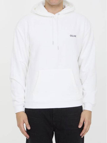 Embroidered Logo Terry Cotton Hoodie Off-White - CELINE - BALAAN 1