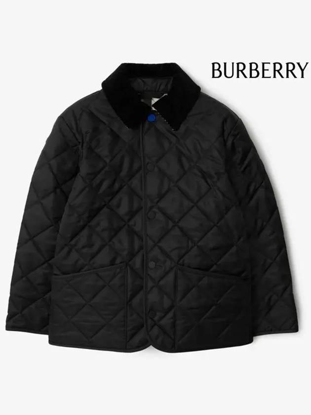 Corduroy Collar Quilted Half Jacket Black - BURBERRY - BALAAN 3