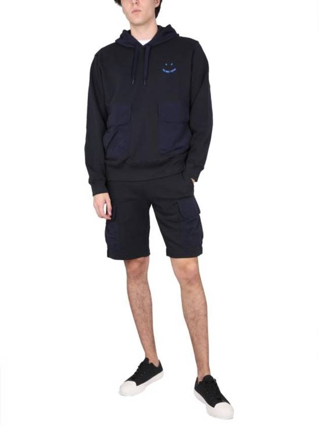 PS Happy Contrast Nylon Hoodie Navy - PAUL SMITH - BALAAN 4