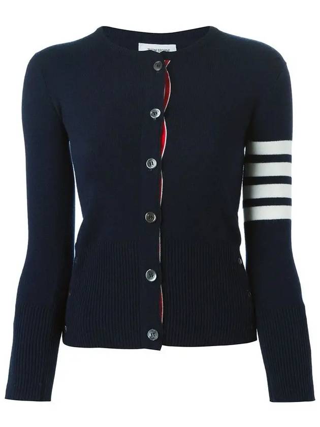 Cashmere Crew Neck Cardigan Navy - THOM BROWNE - BALAAN 2