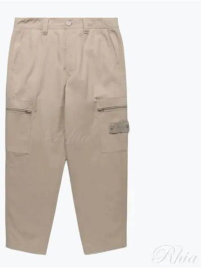 Regular Fit Cargo Cotton Canvas Straight Pants Beige - STONE ISLAND - BALAAN 2