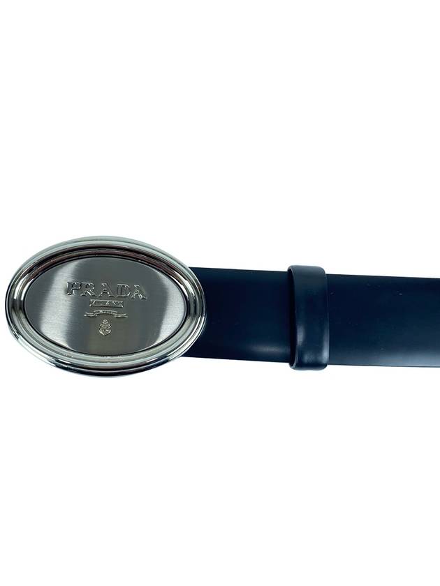 Logo Buckle Leather Belt Black - PRADA - BALAAN 4