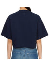 Logo Crop Short Sleeve T-shirt Navy - AMI - BALAAN 5