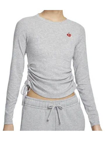 Sportswear Ribbed Crop Long Sleeve T-Shirt Grey - NIKE - BALAAN 1