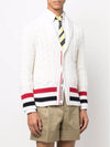 4 Bar V-neck Cashmere Cardigan White - THOM BROWNE - BALAAN 4