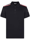 Men's Logo Pique Cotton Short Sleeve Polo Shirt Navy - MONCLER - BALAAN 1