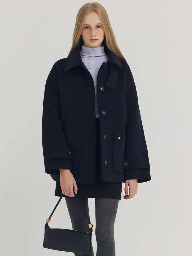 Lesagem Women's Wool Half Peacoat Navy - LESEIZIEME - BALAAN 7