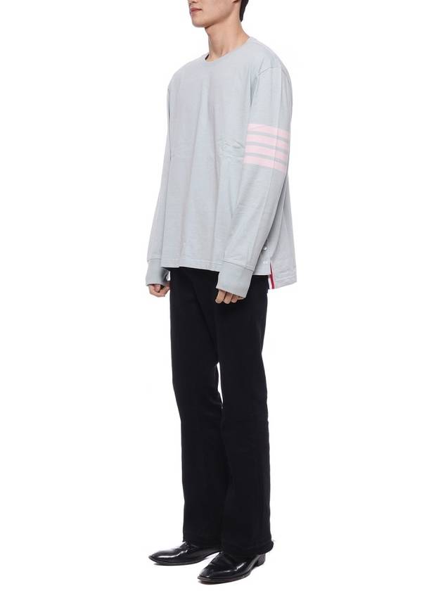 4 Bar Crew Neck Long Sleeve T-Shirt Blue - THOM BROWNE - BALAAN 5