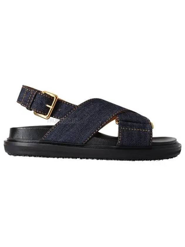 Fussbet Buckle Denim Sandals Navy - MARNI - BALAAN 2