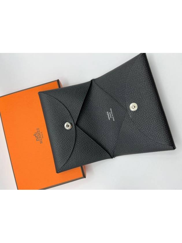 Calvi Absong Palladium Hardware Card Wallet Black - HERMES - BALAAN 3