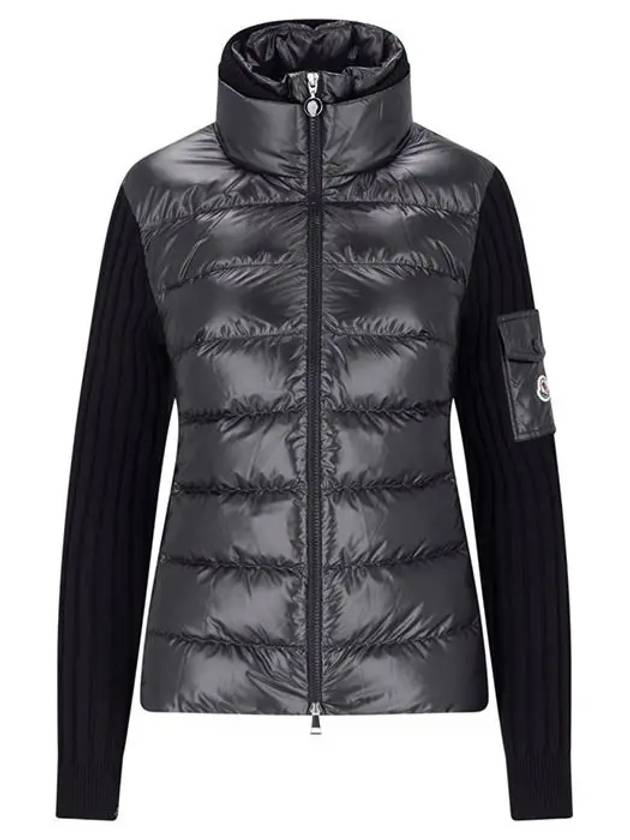 Padded Wool Cardigan Black - MONCLER - BALAAN 3