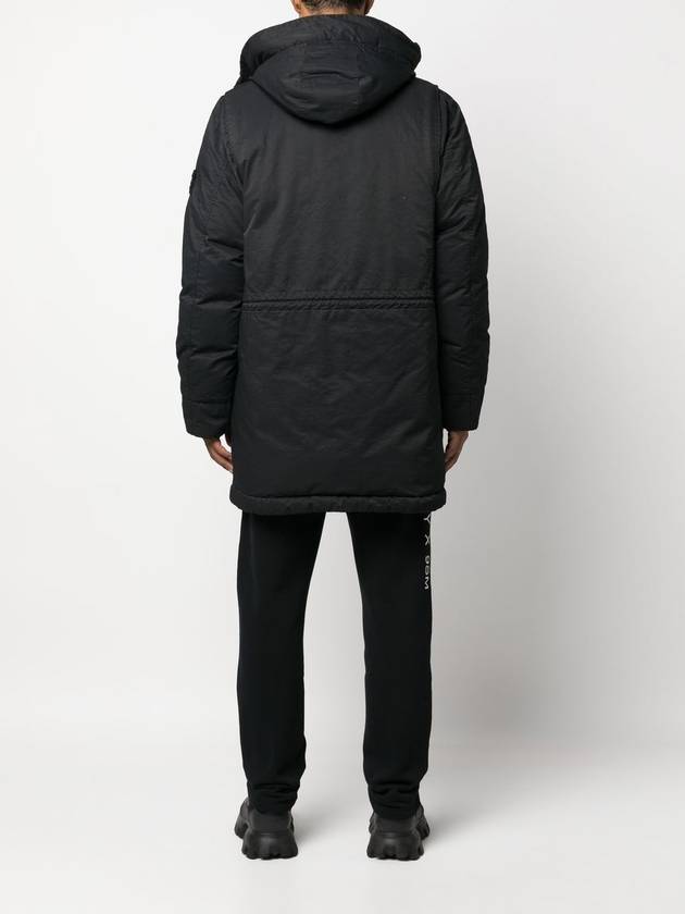 Opaque Nyoln Twill Down Parka Black - STONE ISLAND - BALAAN 4