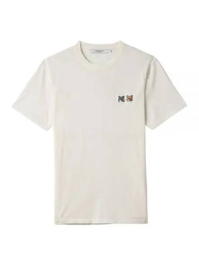 Double Fox Head Patch Classic Short Sleeve T-Shirt Latte - MAISON KITSUNE - BALAAN 2