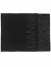 Logo Fringe Muffler Black - GANNI - BALAAN 2