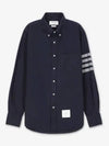 Men's Diagonal Solid Flannel Long Sleeve Shirt Navy - THOM BROWNE - BALAAN 2