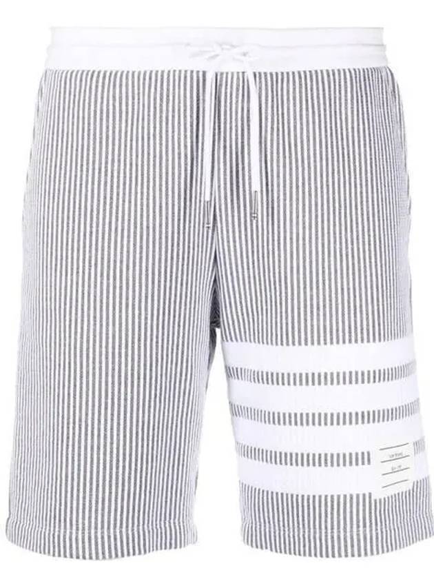 Seesucker Loopback 4 Bar Stripe Shorts Light Grey - THOM BROWNE - BALAAN 3