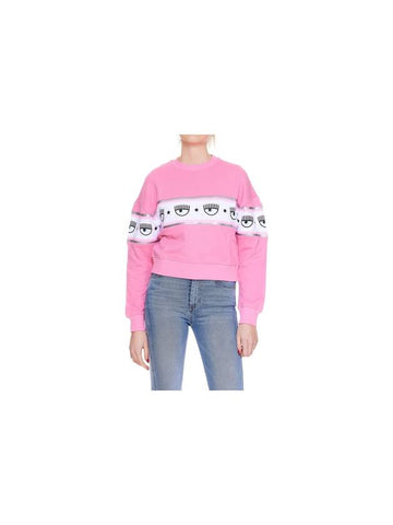 WoMen's Eye Star Patterned Printed Sweatshirt Pink - CHIARA FERRAGNI - BALAAN 1