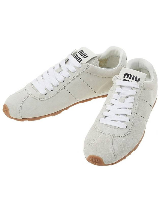 SN White suede leather sneakers for men 5E114E 054 F0009 - MIU MIU - BALAAN 2