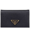 Saffiano Leather Triangle Logo Card Wallet Black - PRADA - BALAAN 1