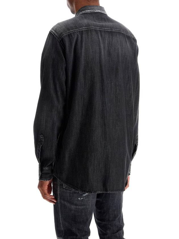 black cotton shirt with contrast stitching - DSQUARED2 - BALAAN 3