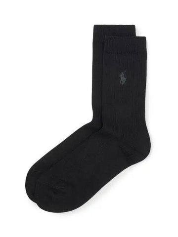 Polo Pony Logo Crew Socks Black - POLO RALPH LAUREN - BALAAN 1