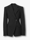 Women's Wool Tailored Blazer Jacket Black - BURBERRY - BALAAN 2