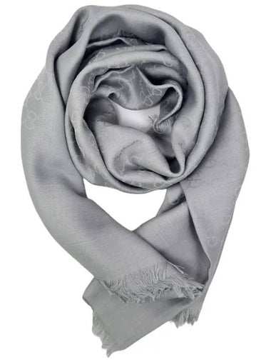 GG Jacquard Wool Silk Muffler Grey - GUCCI - BALAAN 1