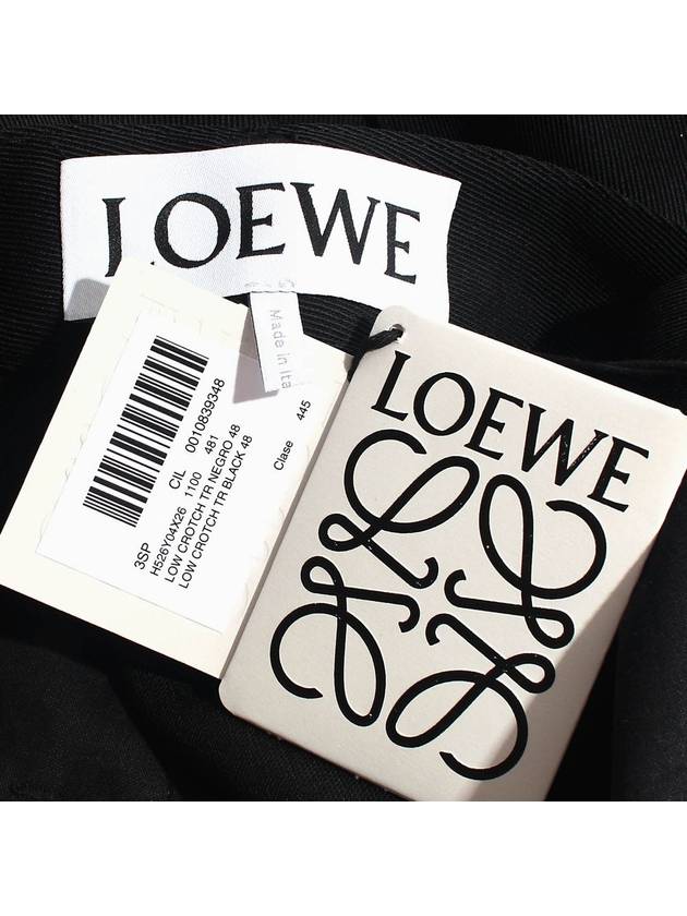 Logo Patch Wool Wide Pants Black - LOEWE - BALAAN 7