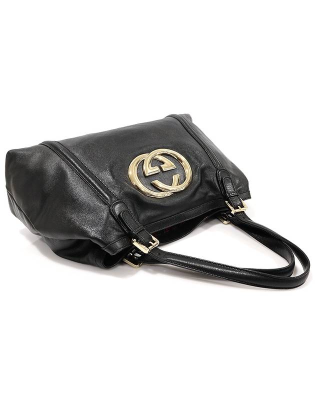 162094 Black leather gold interlocking G shoulder bag - GUCCI - BALAAN 3